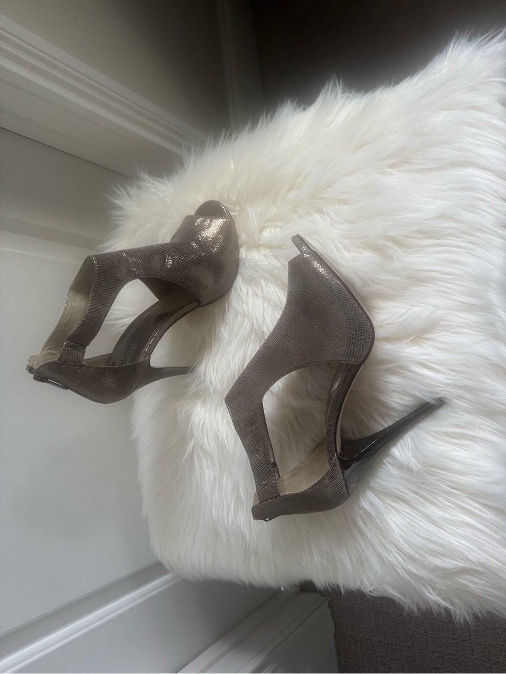 Michael Kors Metallic Silver/Bronze Cutout Peep-Toe Stilettos - Picture 2 of 2